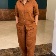 Women's Brown Cotton Co-Ord Set