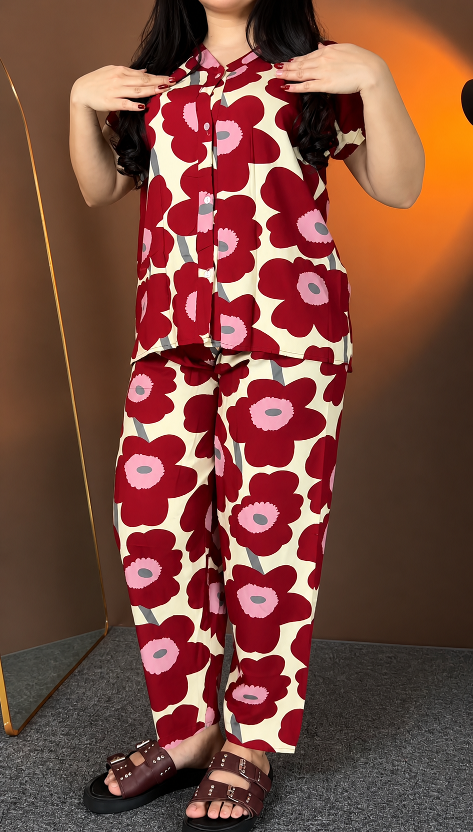 Retro Poppy Print Matching Co-ord Set