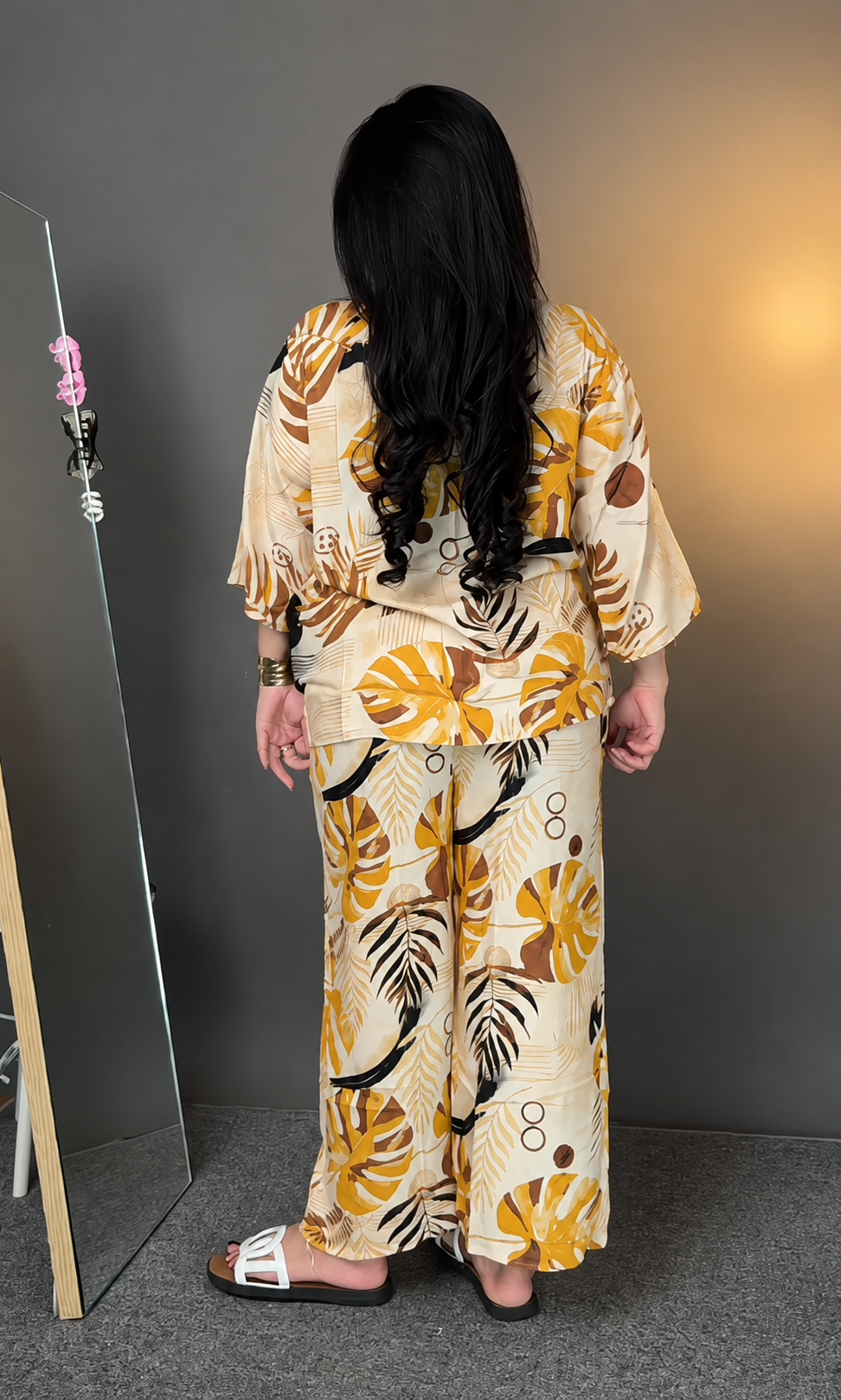 Yellow Printed Rayon Co-Ord Set for Women