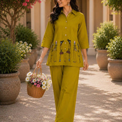 Embroidered Cotton Co-Ord Set