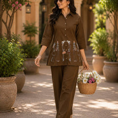 Embroidered Cotton Co-Ord Set