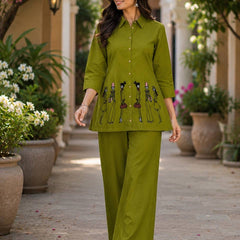 Embroidered Cotton Co-Ord Set