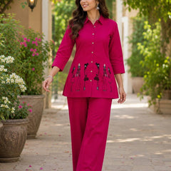 Embroidered Cotton Co-Ord Set