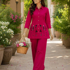 Embroidered Cotton Co-Ord Set