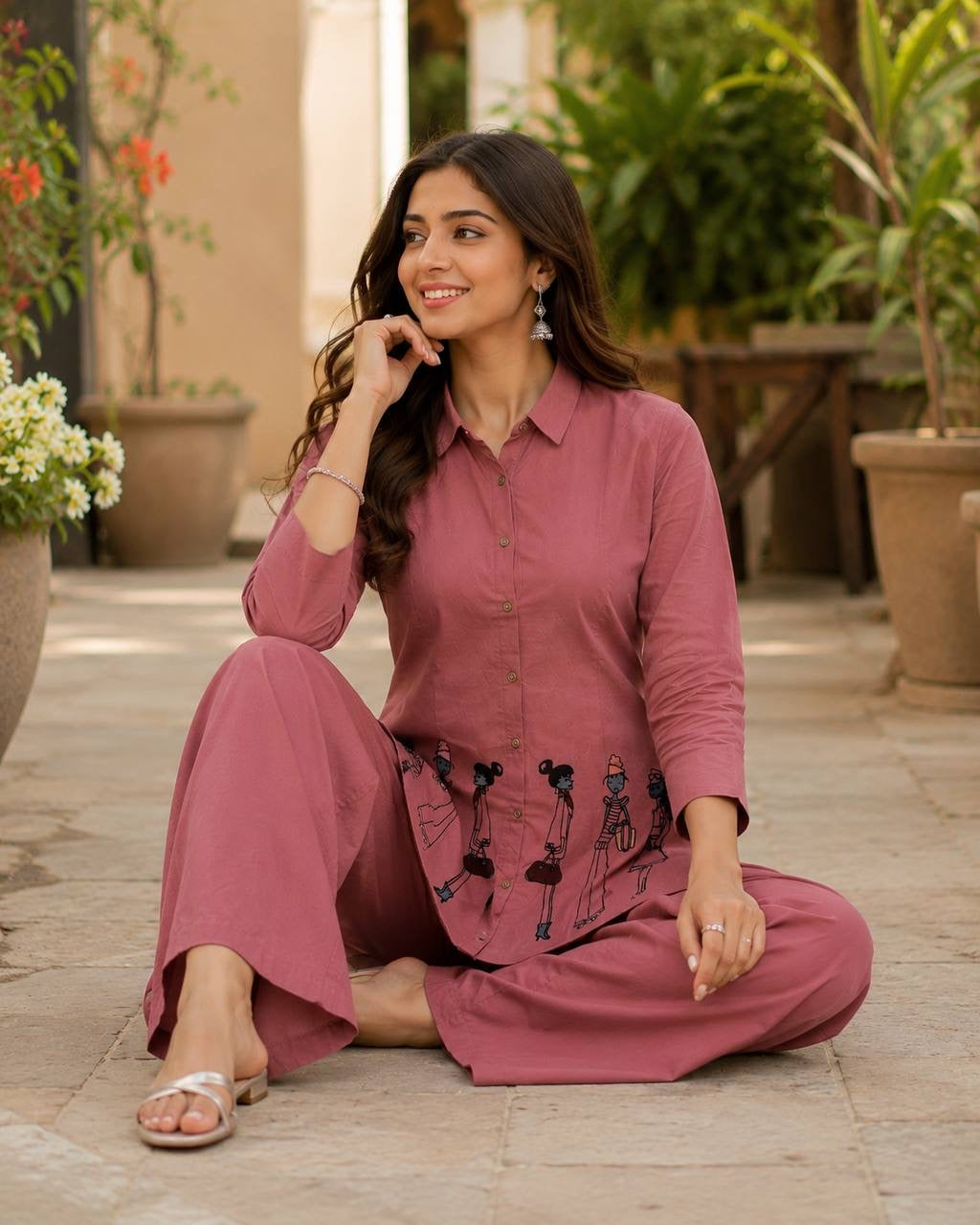 Embroidered Cotton Co-Ord Set