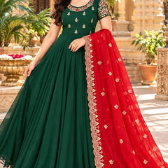Designer Georgette Long Gown With Dupatta