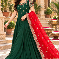 Designer Georgette Long Gown With Dupatta