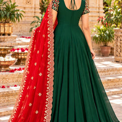Designer Georgette Long Gown With Dupatta