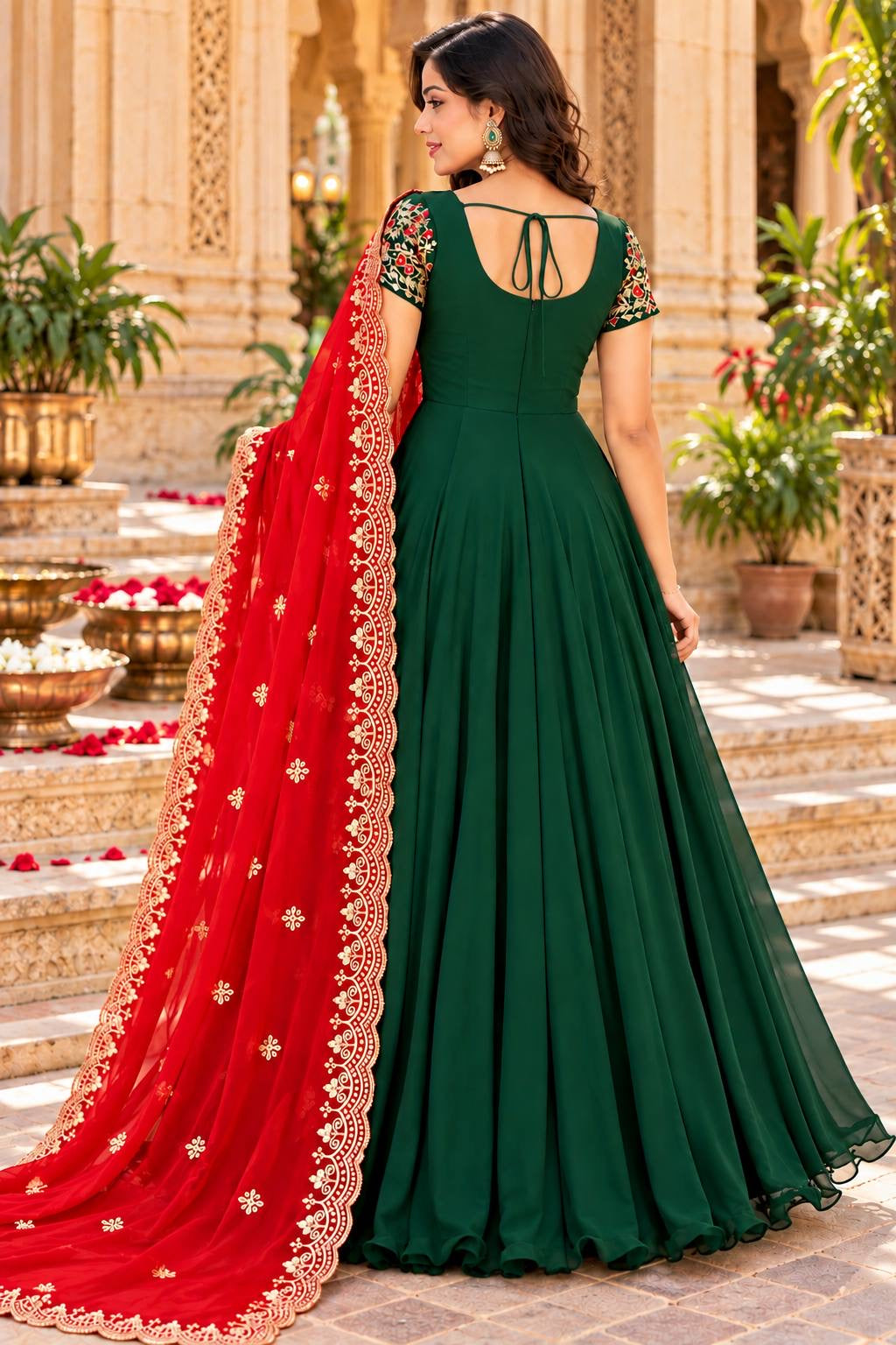 Designer Georgette Long Gown With Dupatta