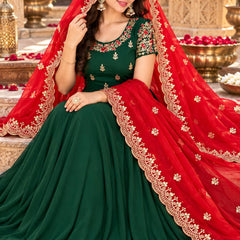 Designer Georgette Long Gown With Dupatta