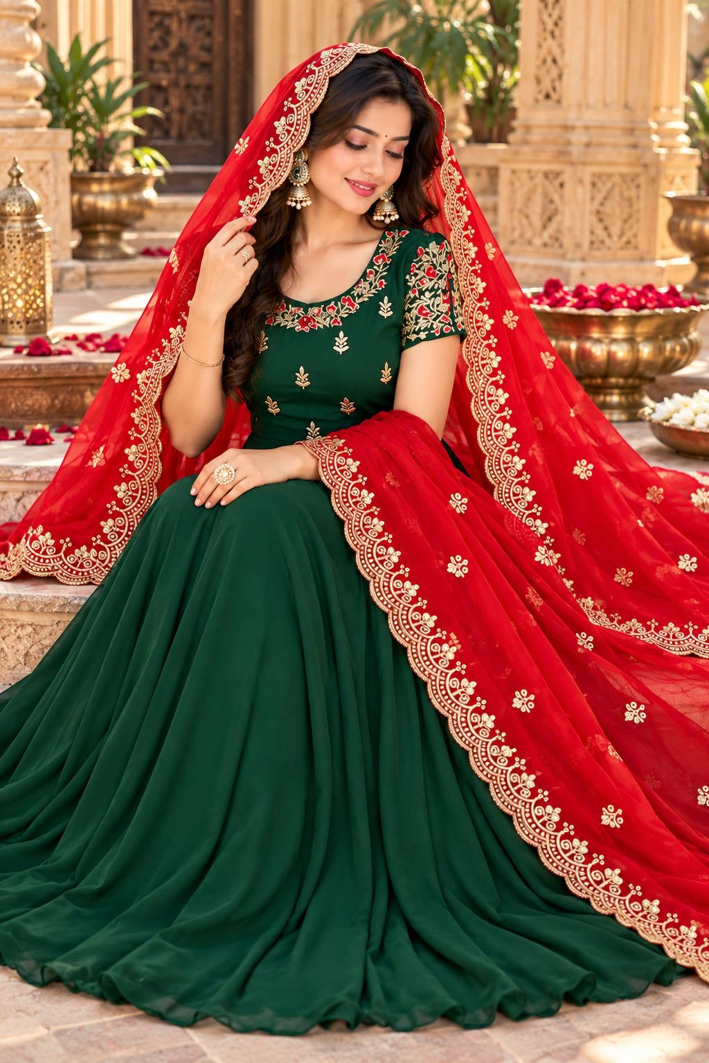 Designer Georgette Long Gown With Dupatta