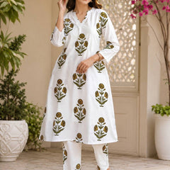 Ivory Bloom Printed Kurta Set