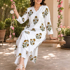 Ivory Bloom Printed Kurta Set
