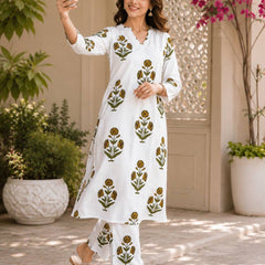 Ivory Bloom Printed Kurta Set