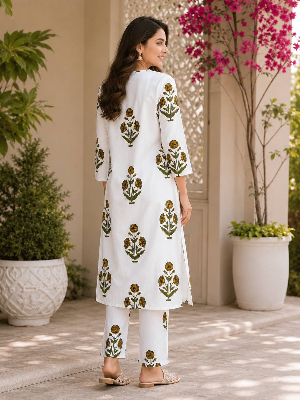 Ivory Bloom Printed Kurta Set