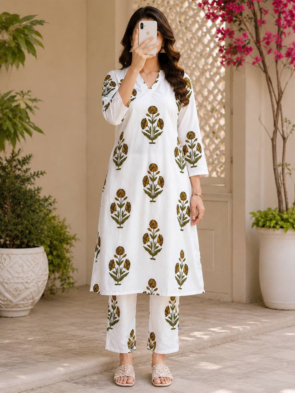 Ivory Bloom Printed Kurta Set
