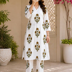 Ivory Bloom Printed Kurta Set