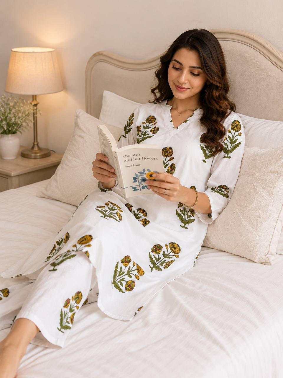 Ivory Bloom Printed Kurta Set