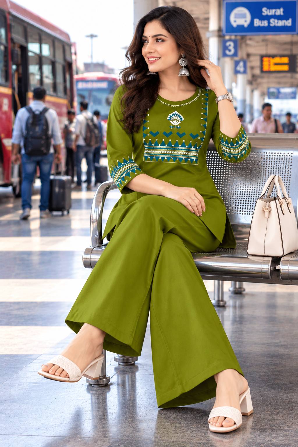 Premium Cotton Mirror Embroidered Co-Ord Set for Women
