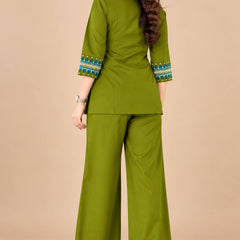 Premium Cotton Mirror Embroidered Co-Ord Set for Women