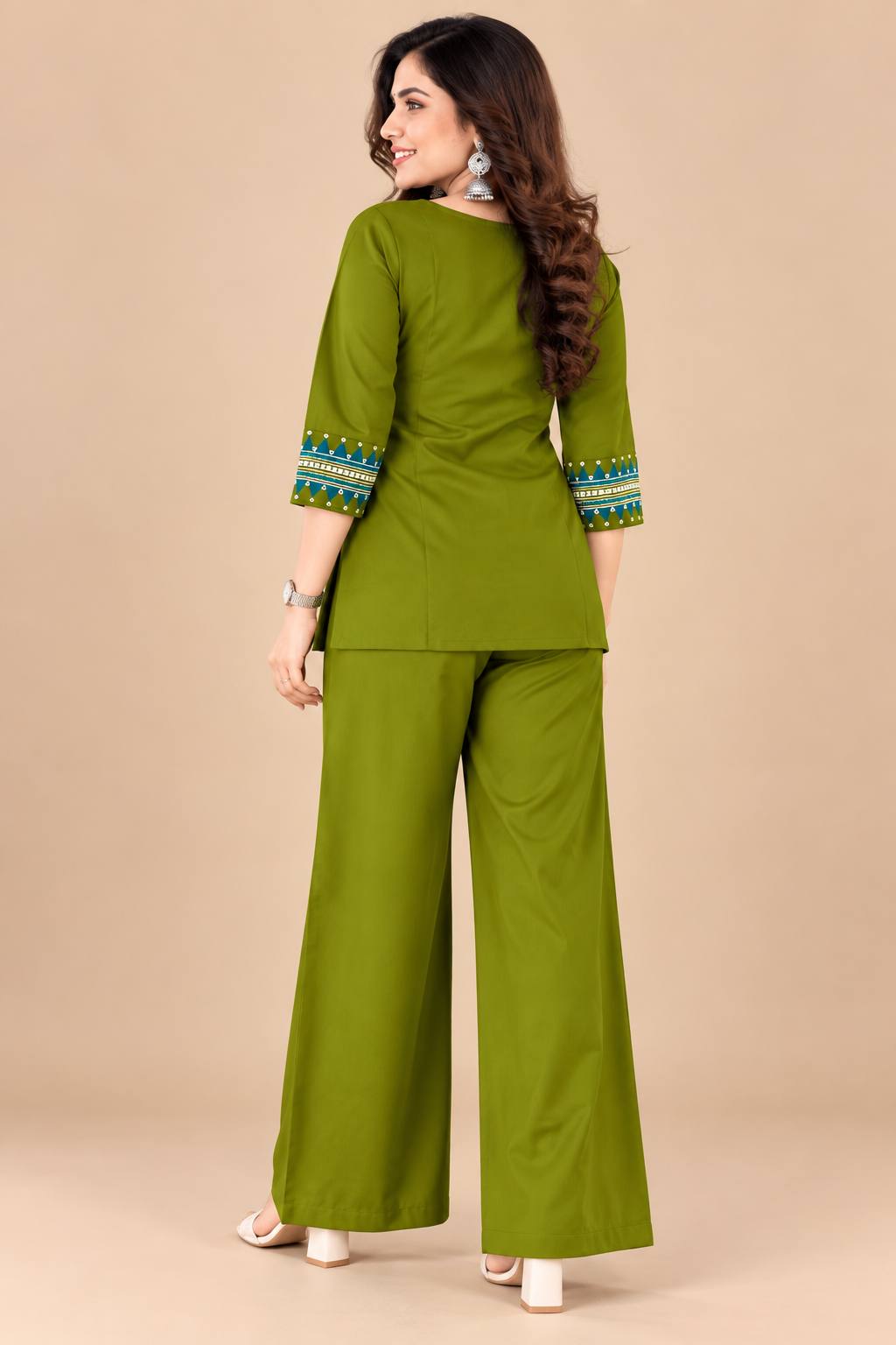 Premium Cotton Mirror Embroidered Co-Ord Set for Women