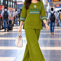 Premium Cotton Mirror Embroidered Co-Ord Set for Women