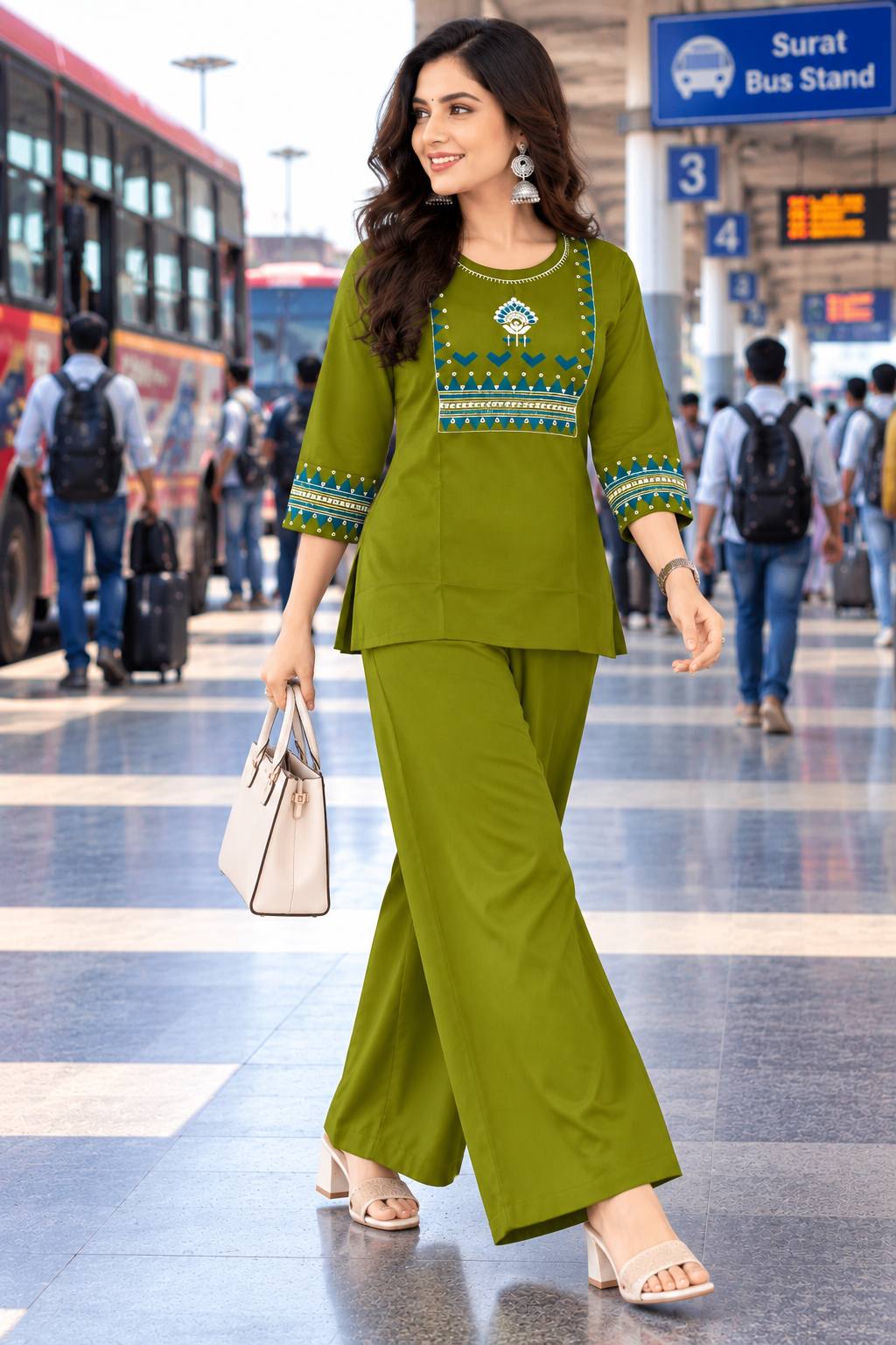 Premium Cotton Mirror Embroidered Co-Ord Set for Women
