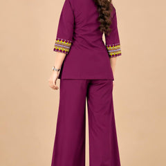 Premium Cotton Mirror Embroidered Co-Ord Set for Women