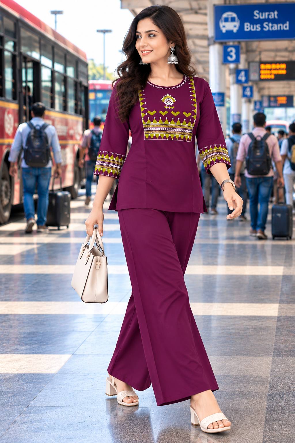 Premium Cotton Mirror Embroidered Co-Ord Set for Women