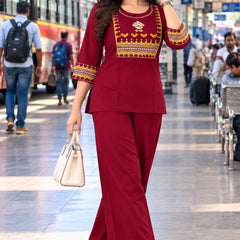 Premium Cotton Mirror Embroidered Co-Ord Set for Women