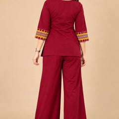 Premium Cotton Mirror Embroidered Co-Ord Set for Women