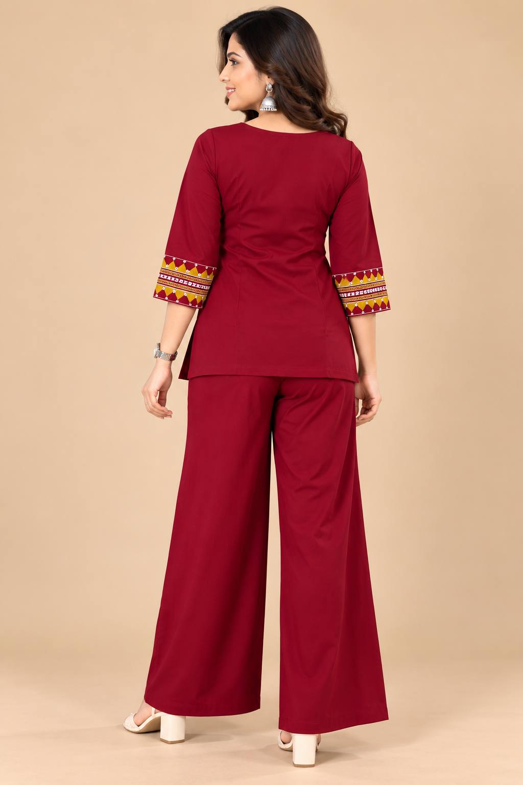 Premium Cotton Mirror Embroidered Co-Ord Set for Women
