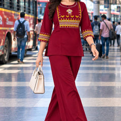 Premium Cotton Mirror Embroidered Co-Ord Set for Women
