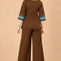 Premium Cotton Mirror Embroidered Co-Ord Set for Women