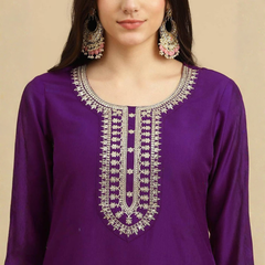 Purple rayon slub 3-piece suit set image 2