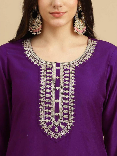 Purple rayon slub 3-piece suit set image 2