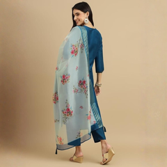 Teal Blue rayon slub 3-piece suit set image 4