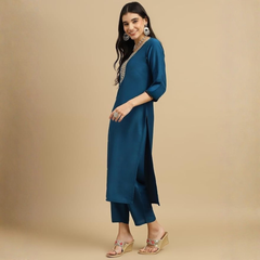 Teal Blue rayon slub 3-piece suit set image 5