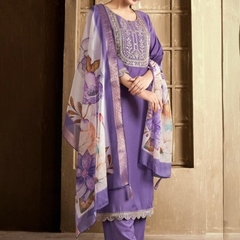 Lavender rayon slub 3-piece suit set image 4