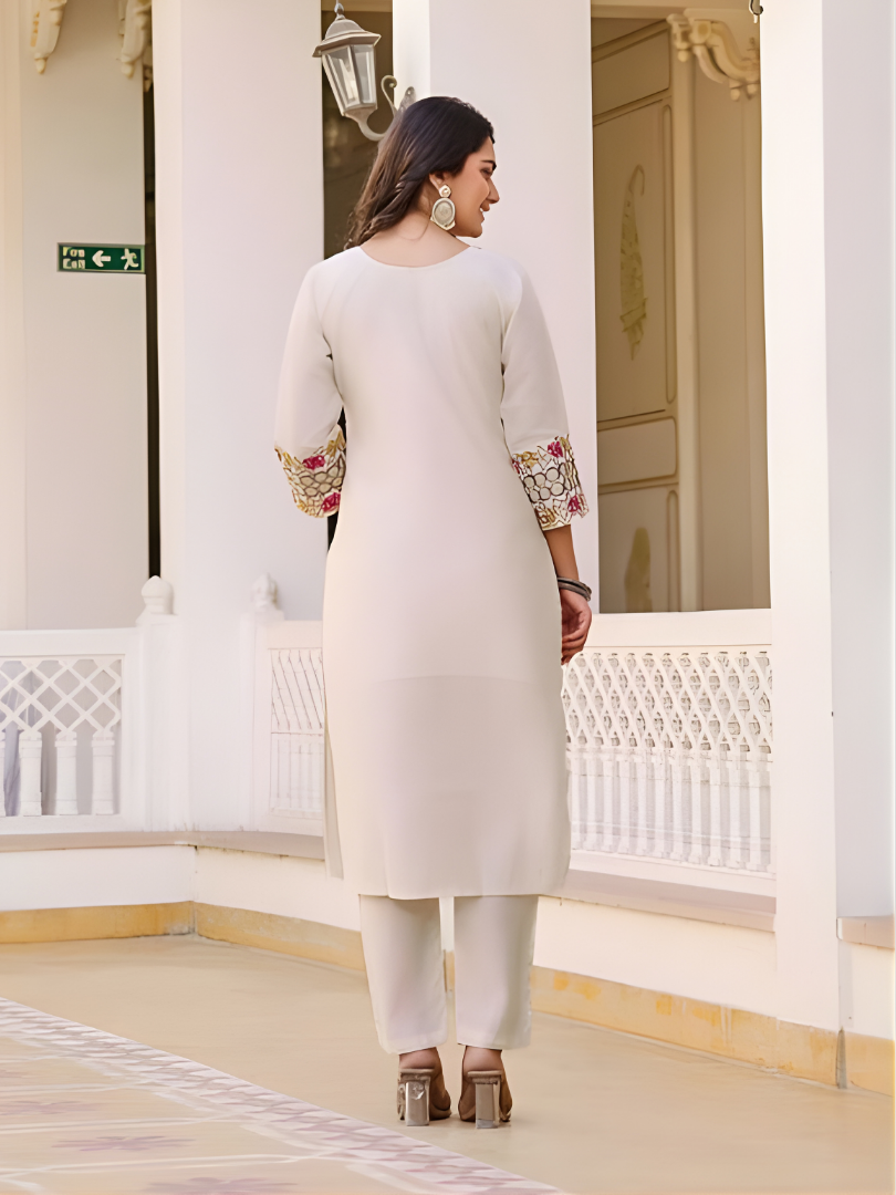 Creamy rayon slub 3-piece suit set image 5