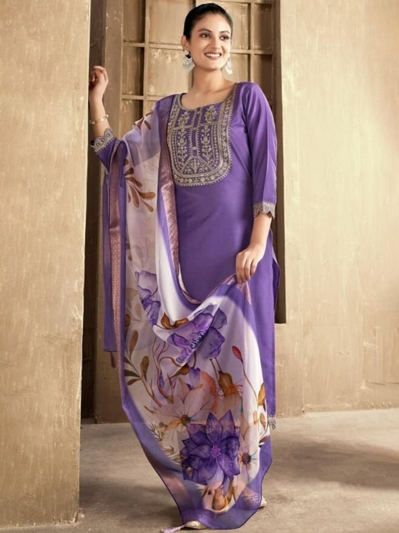 Lavender rayon slub 3-piece suit set image 5