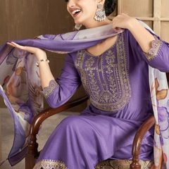 Lavender rayon slub 3-piece suit set image 2