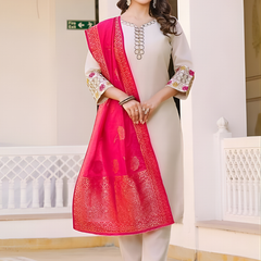 Creamy rayon slub 3-piece suit set image 2