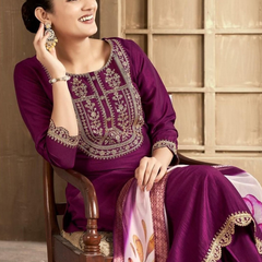 Wine rayon slub 3-piece suit set image 4