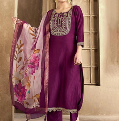 Wine rayon slub 3-piece suit set image 6