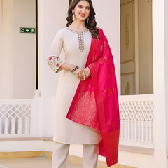 Creamy rayon slub 3-piece suit set image 4