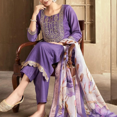 Lavender rayon slub 3-piece suit set image 3