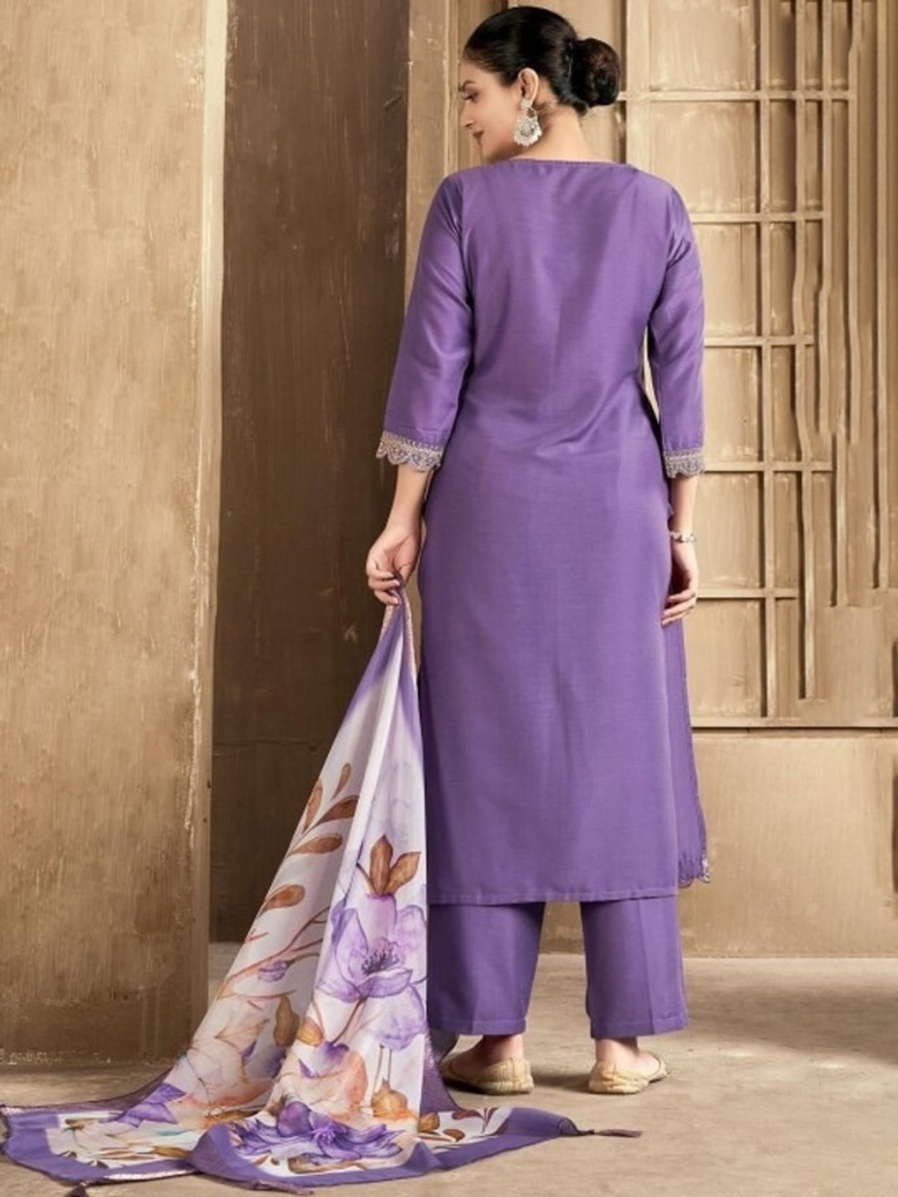 Lavender rayon slub 3-piece suit set image 6
