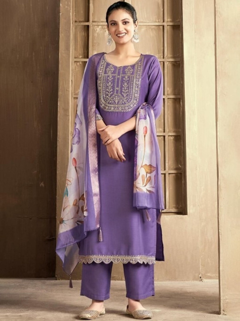 Lavender rayon slub 3-piece suit set image 7