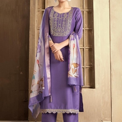 Lavender rayon slub 3-piece suit set image 7